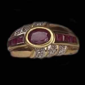 Ladies ruby diamond yellow gold ring new
